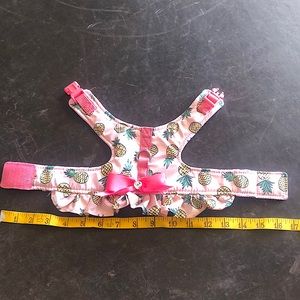 XS dog harness pink pineapple and bow decor